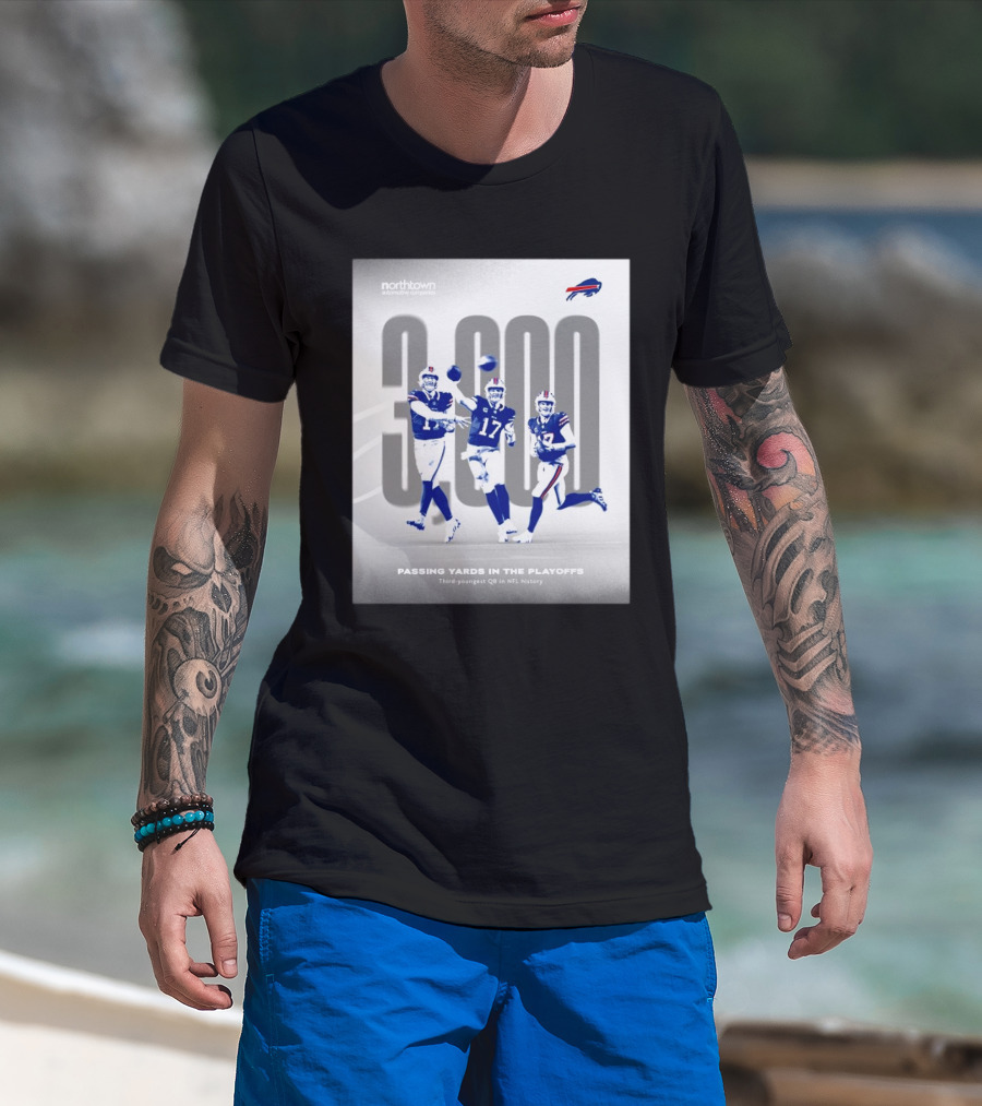 Buffalo Bills 3000 Passing Yards In The Playoffs Third-Youngest QB In NFL History T-Shirt