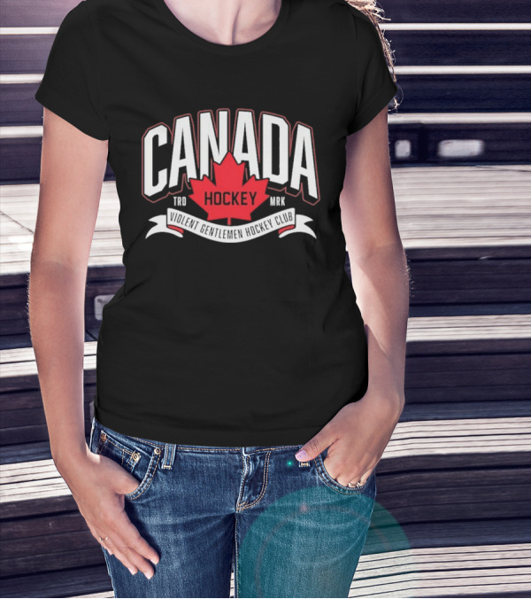 Canada Hockey Glowing Hearts Violent Gentlemen Hockey Club T-Shirt
