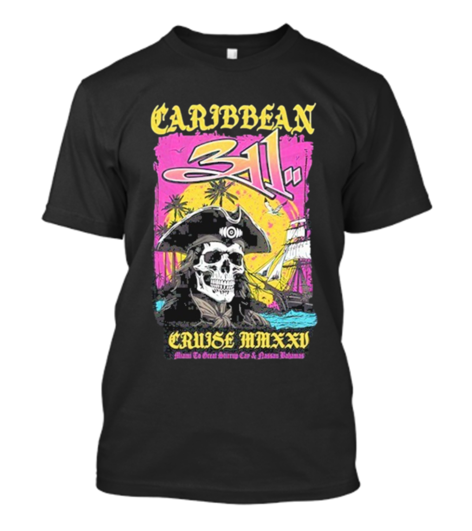 Caribbean Cruise 2025 Skull Pirate T-Shirt