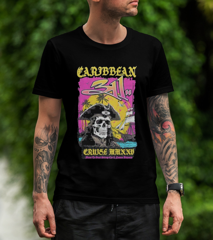 Caribbean Cruise 2025 Skull Pirate T-Shirt