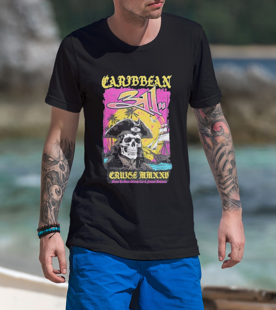 Caribbean Cruise 2025 Skull Pirate T-Shirt