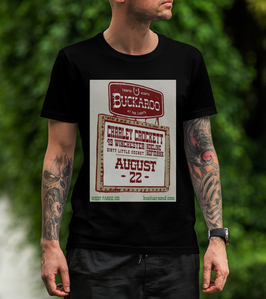 Charley Crockett Buckaroo In West Fargo, Nd Aug 22 2025 Tour T-Shirt