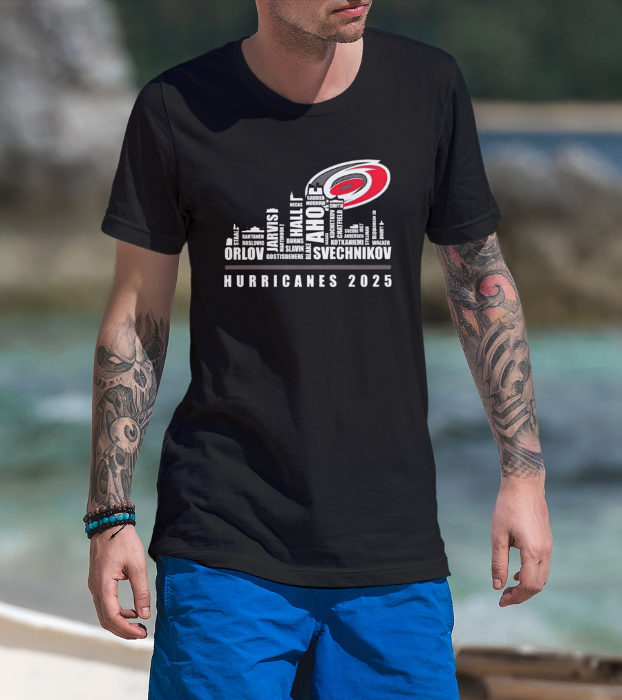 Carolina Hurricanes 2025 Players Names City Skyline T-Shirt