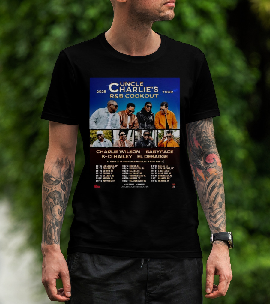 Charlie Wilson Events Uncle Charlie’s R&B Cookout Tour 2025 Schedules Cities Tour T-Shirt