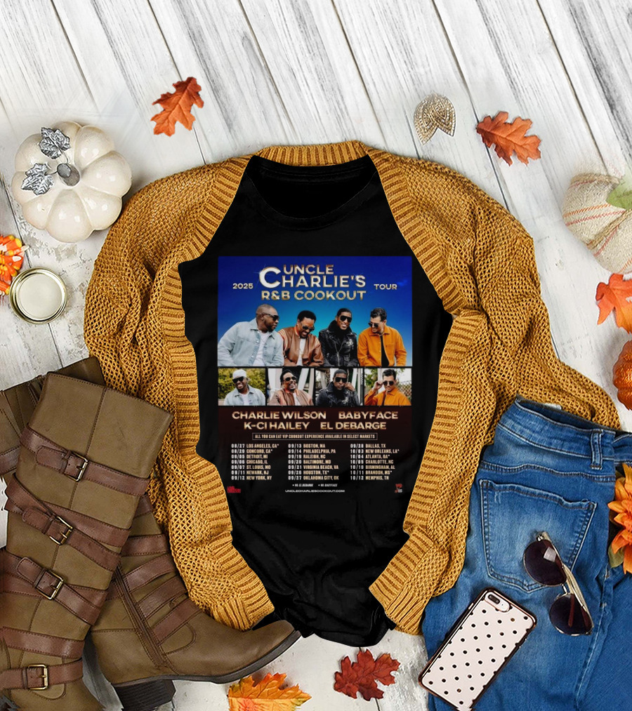 Charlie Wilson Events Uncle Charlie’s R&B Cookout Tour 2025 Schedules Cities Tour T-Shirt