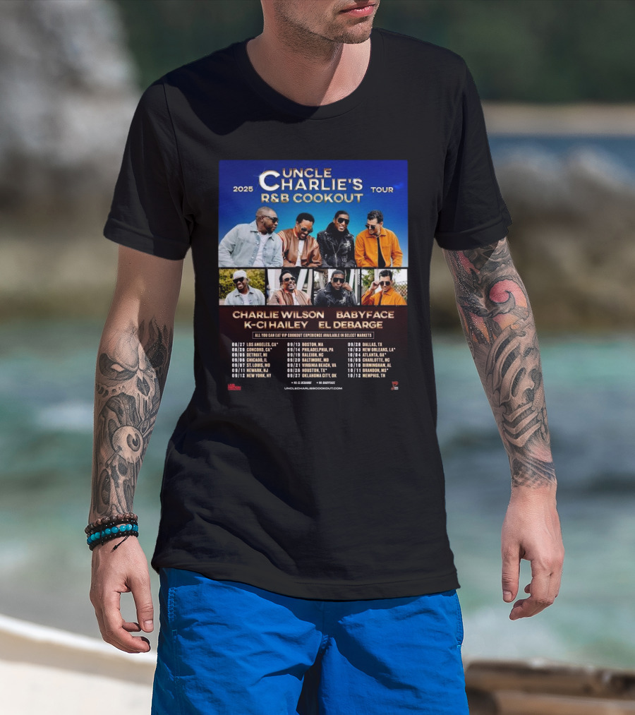 Charlie Wilson Events Uncle Charlie’s R&B Cookout Tour 2025 Schedules Cities Tour T-Shirt