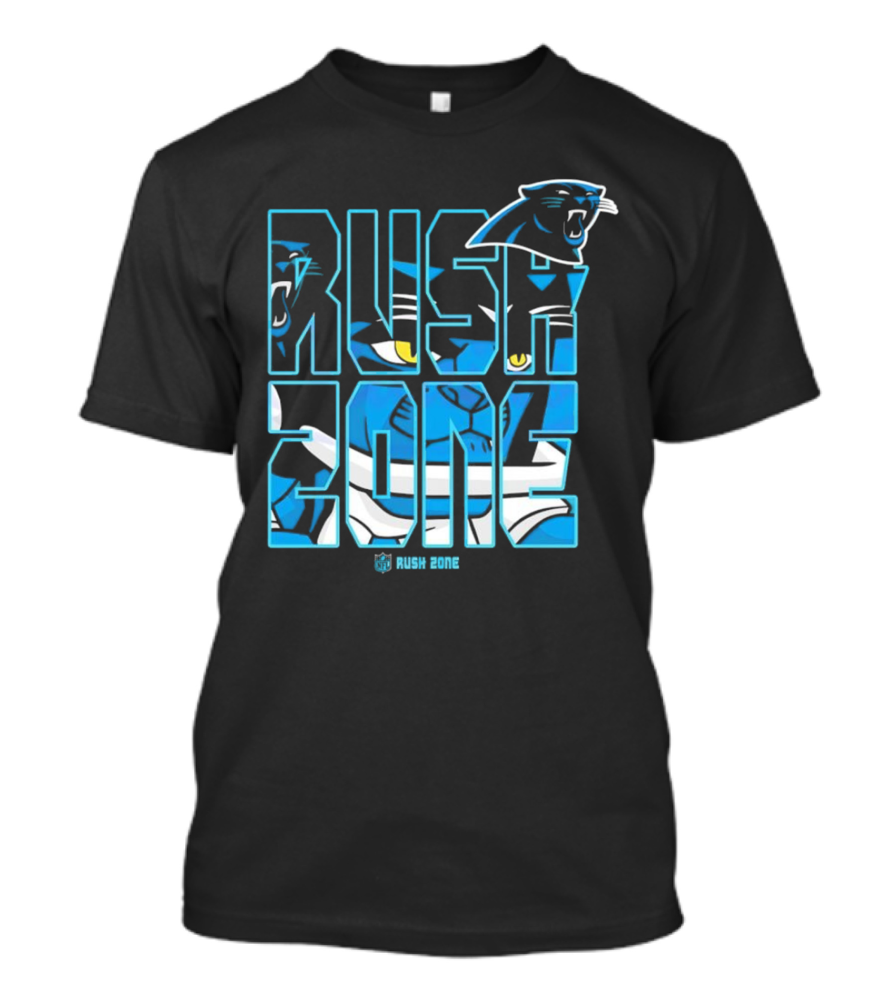 Carolina Panthers NFL Rush Zone Cartoon Football Logo T-Shirt