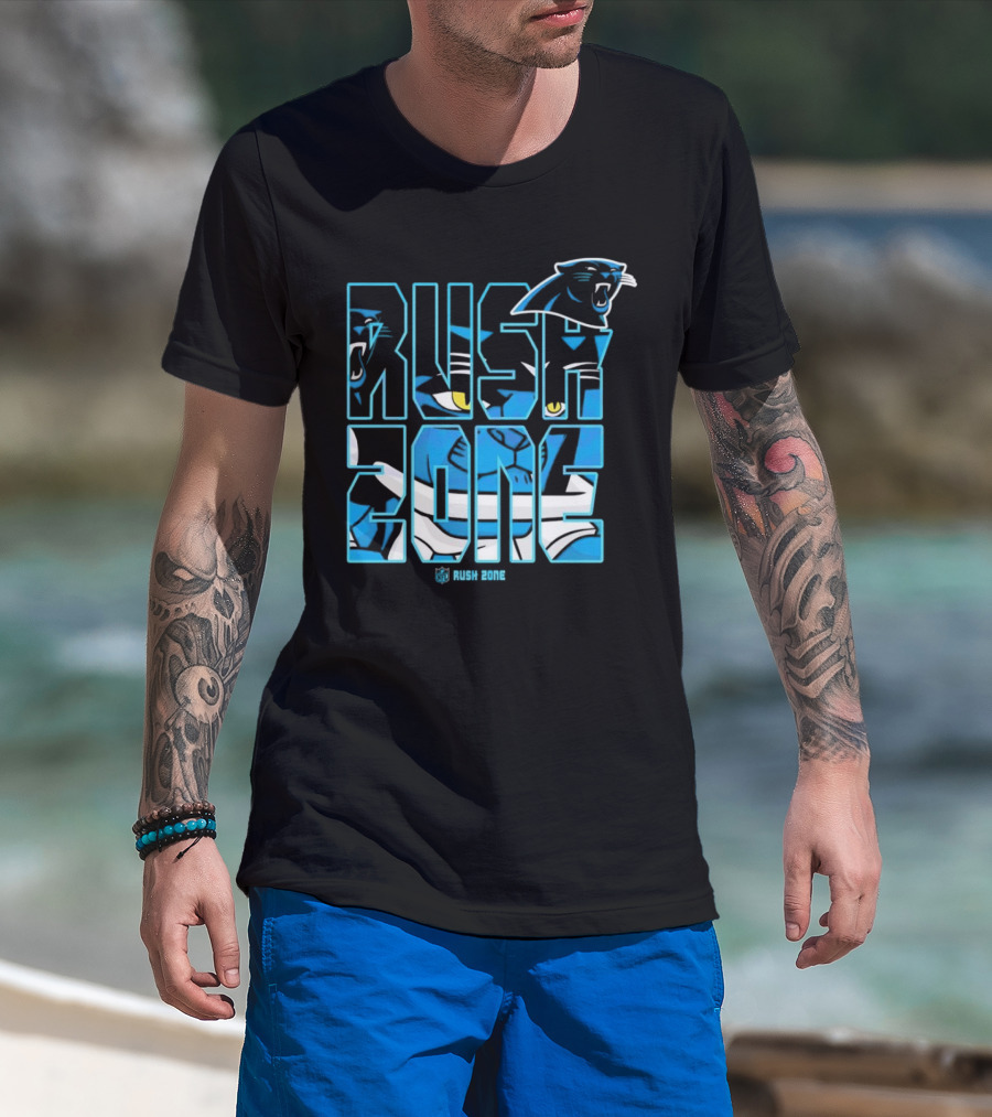 Carolina Panthers NFL Rush Zone Cartoon Football Logo T-Shirt