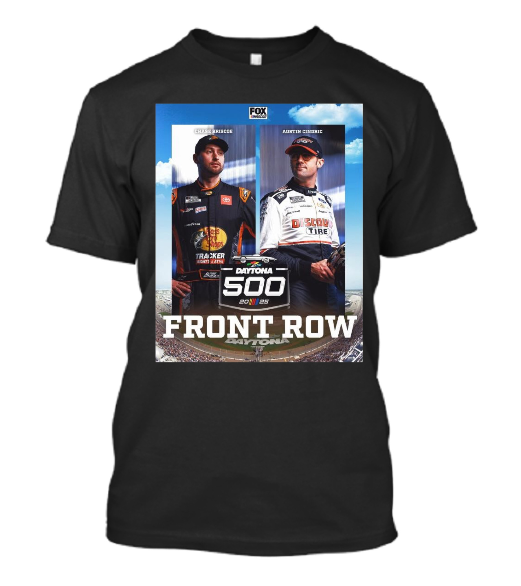 Chase Briscoe And Austin Cindric Daytona 500 2025 Front Row FOX NASCAR T-Shirt