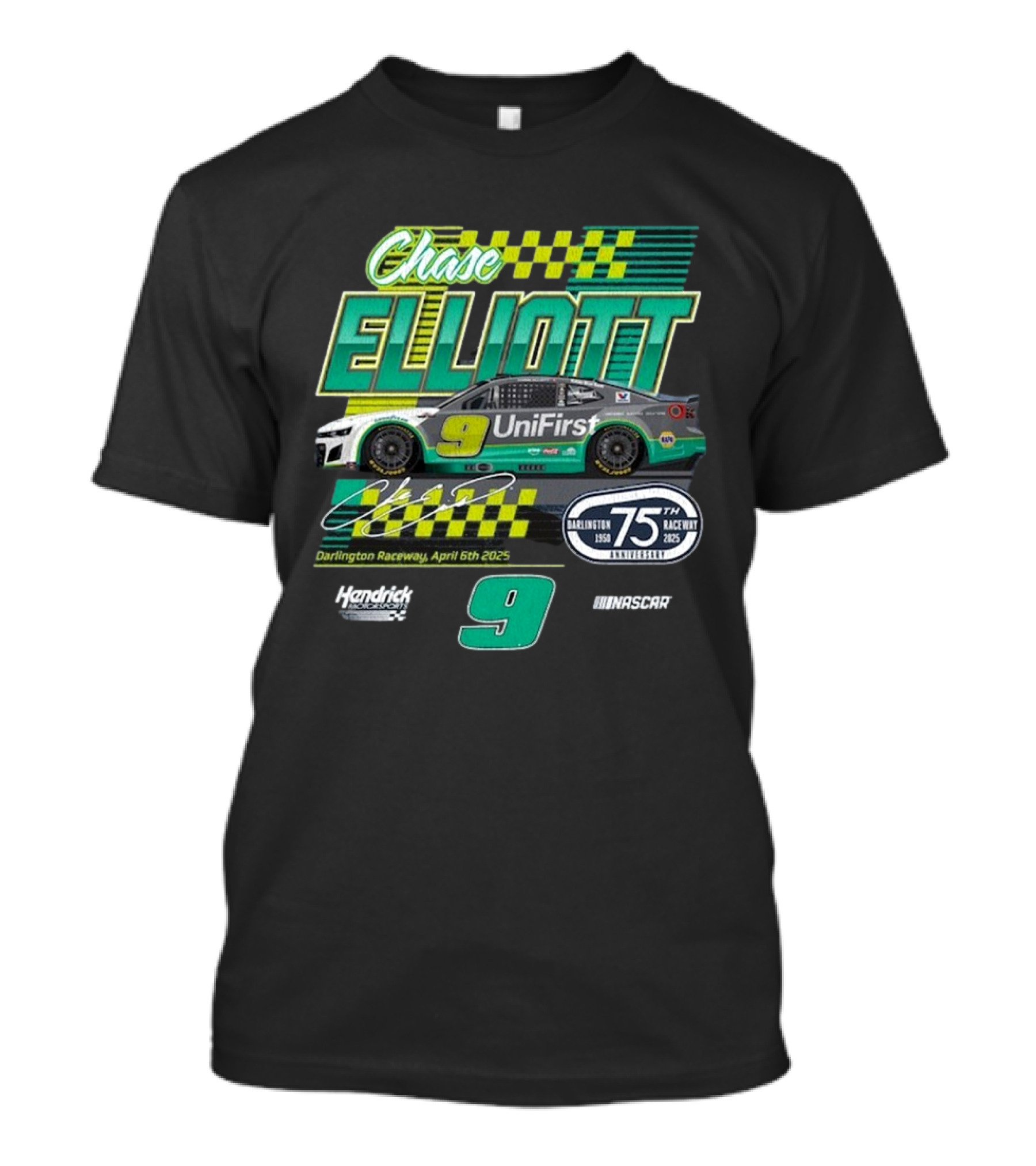 Chase Elliott Hendrick Motorsports Team UniFirst Darlington Throwback Car T-Shirt