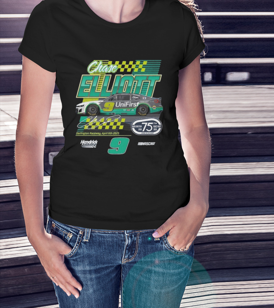 Chase Elliott Hendrick Motorsports Team UniFirst Darlington Throwback Car T-Shirt