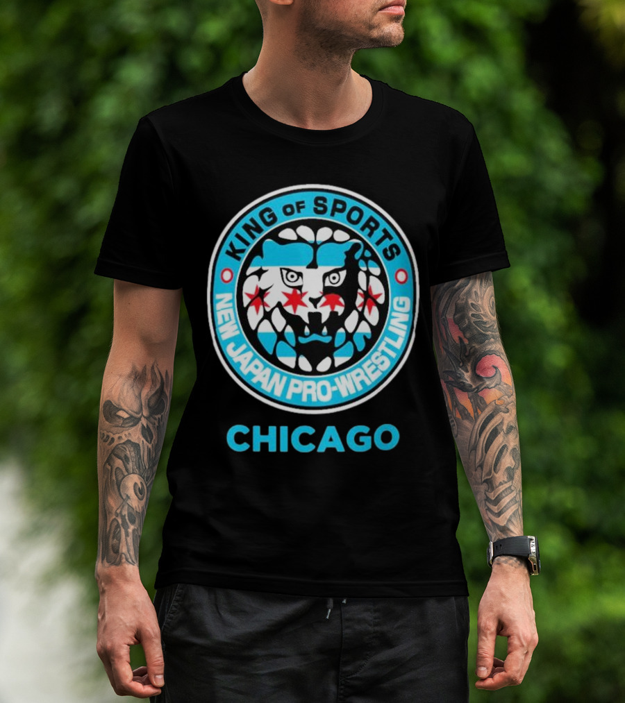 Chicago Lion Mark King Of Sports New Japan Pro-Wrestling Logo T-Shirt