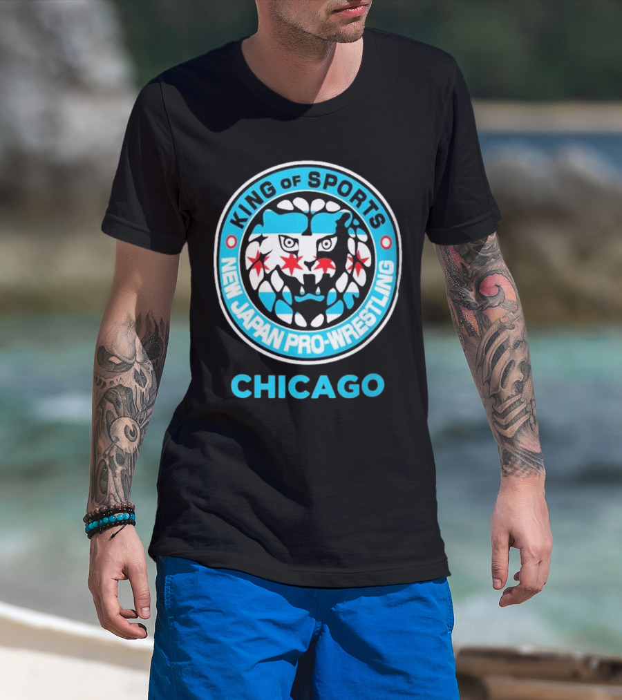 Chicago Lion Mark King Of Sports New Japan Pro-Wrestling Logo T-Shirt