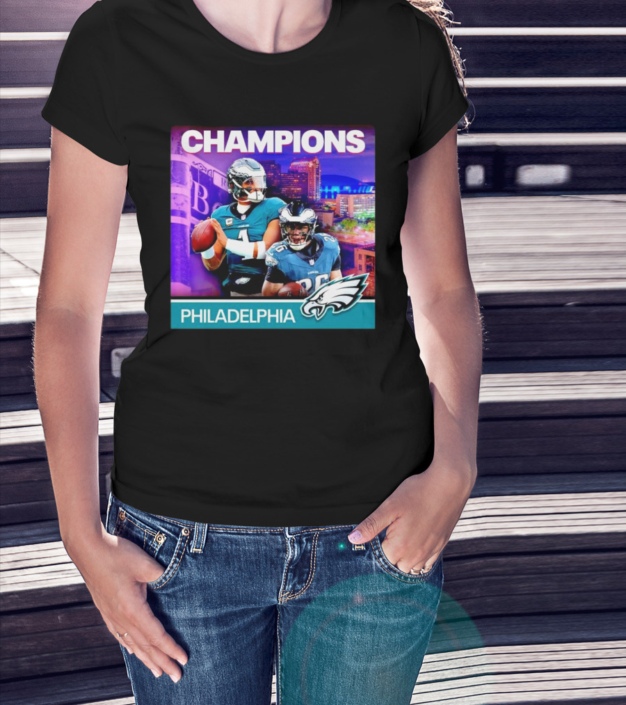 Champions Super Bowl LIX Philadelphia Eagles Hurts And Barkley T-Shirt