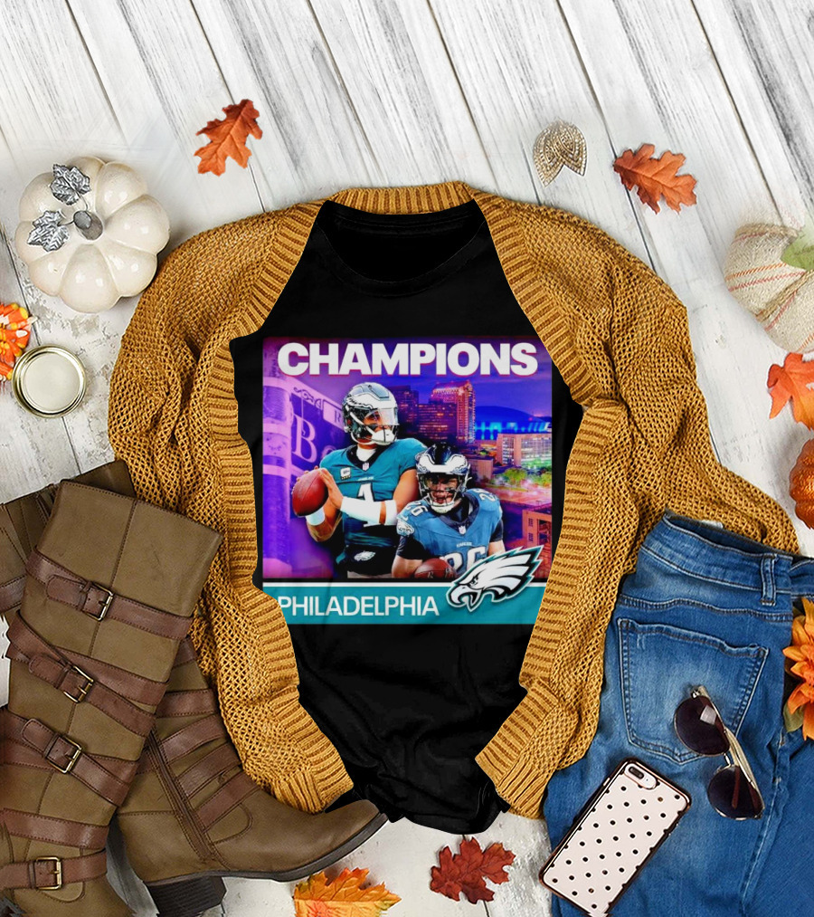 Champions Super Bowl LIX Philadelphia Eagles Hurts And Barkley T-Shirt