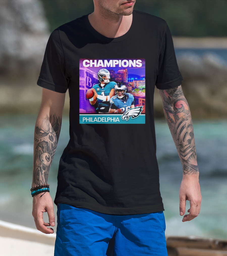 Champions Super Bowl LIX Philadelphia Eagles Hurts And Barkley T-Shirt