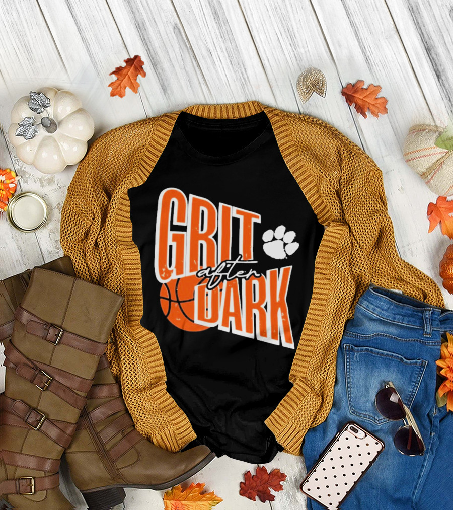 Clemson Tigers Grit After Dark Basketball with Paw Icon T-Shirt