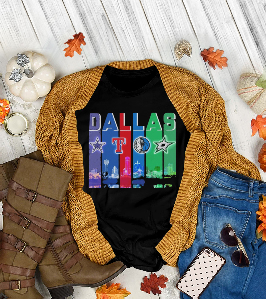 Dallas Retro Skyline Sports Teams Logo T-Shirt