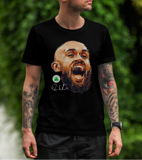 Derrick White Boston Celtics Portrait Signature T-Shirt
