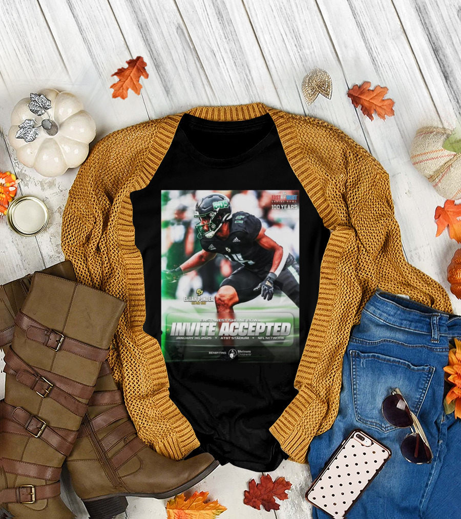 Elijah Ponder Cal Poly Mustangs East-West Shrine Bowl Invite Accepted Jan 30 2025 AT&T Stadium T-Shirt