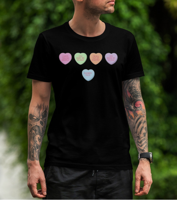Flower Facem Candy Hearts T-Shirt