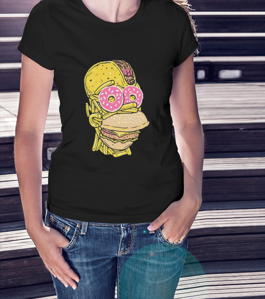 Homer Simpson And Junk Food Snack Head T-Shirt