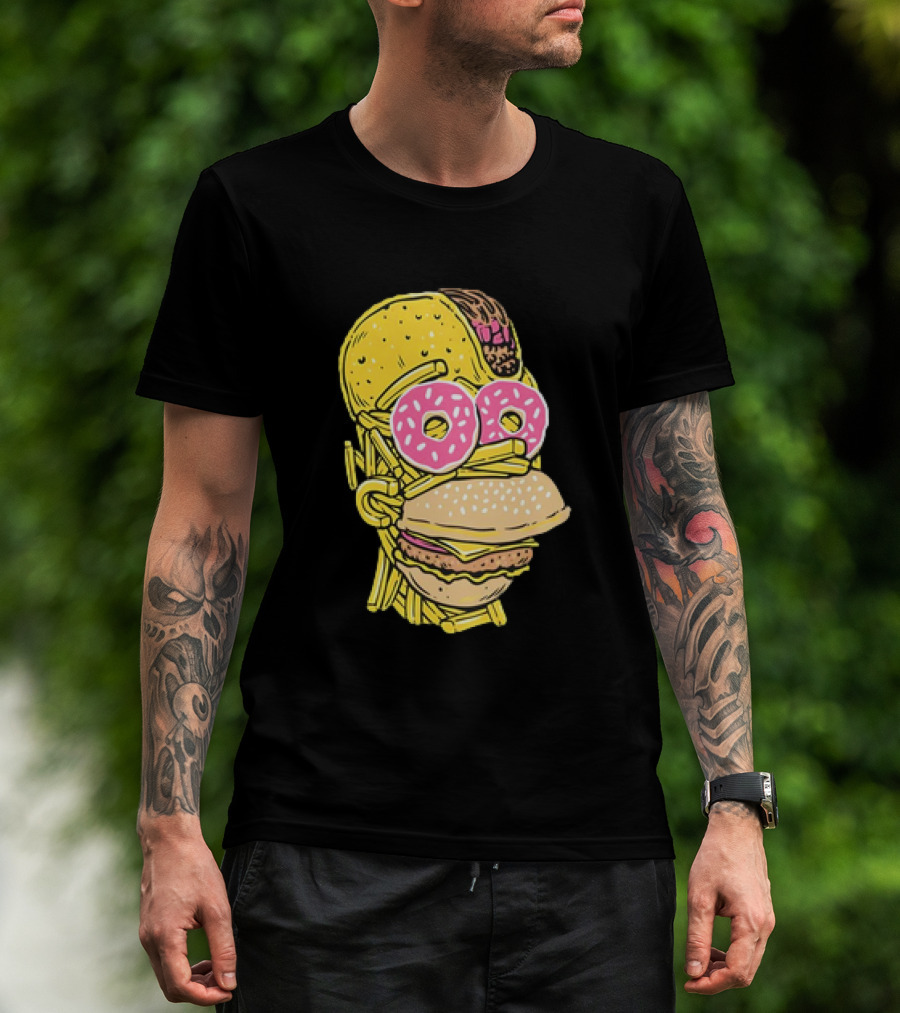 Homer Simpson And Junk Food Snack Head T-Shirt