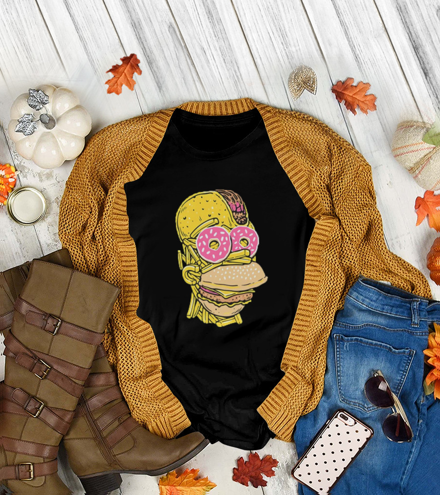 Homer Simpson And Junk Food Snack Head T-Shirt