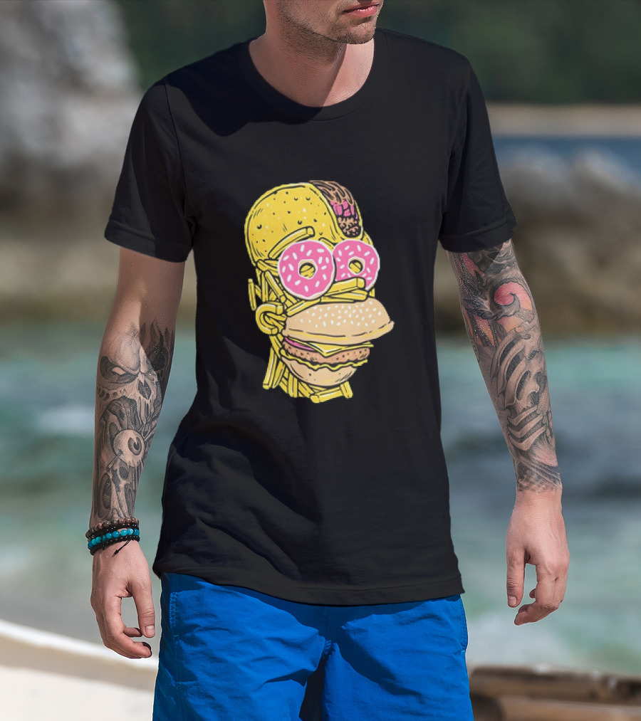 Homer Simpson And Junk Food Snack Head T-Shirt