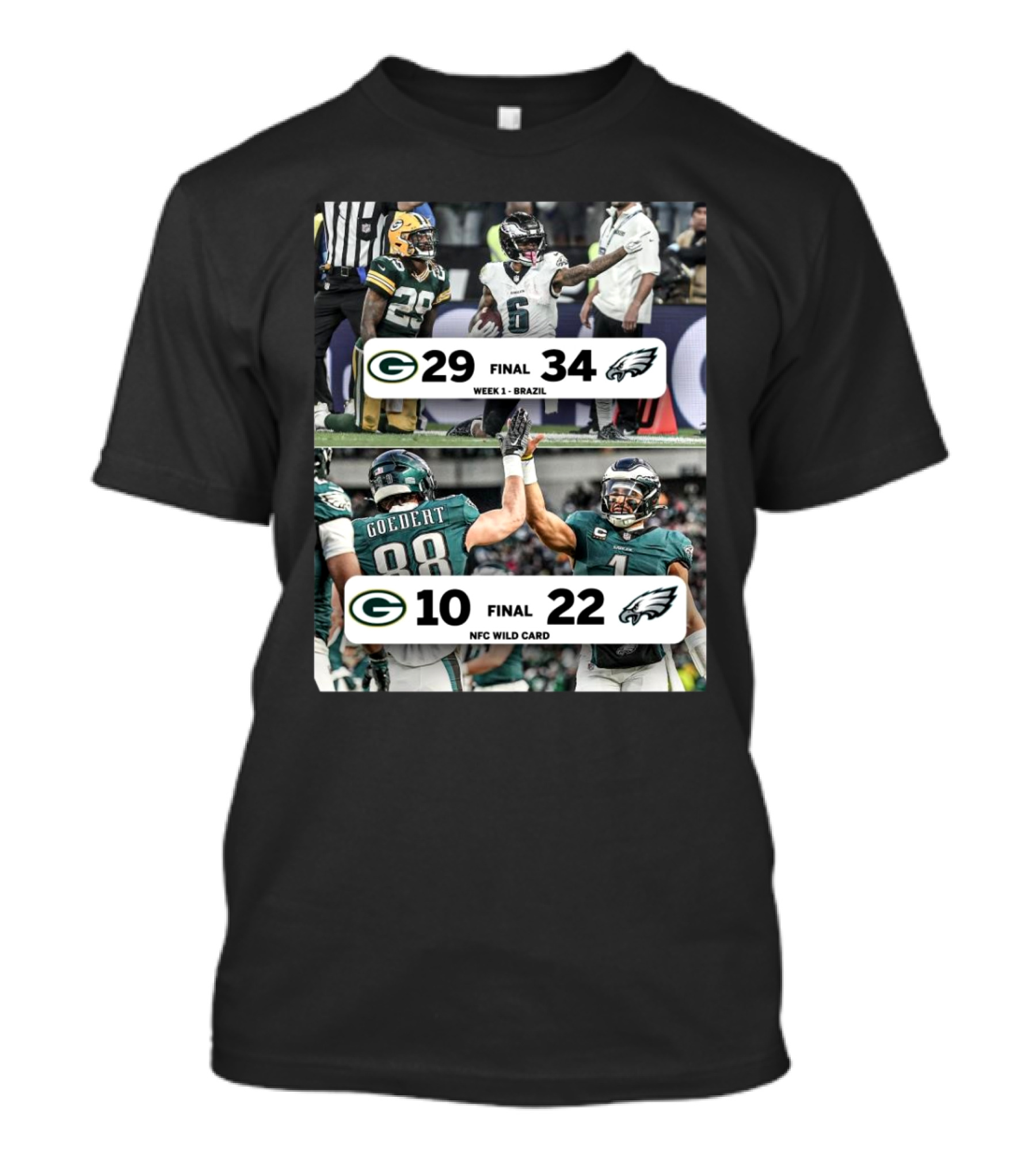 Green Bay Packers Vs Philadelphia Eagles Final Score Week 1 Brazil 29 – 34 Final Score NFC Wild Card 10 – 22 T-Shirt