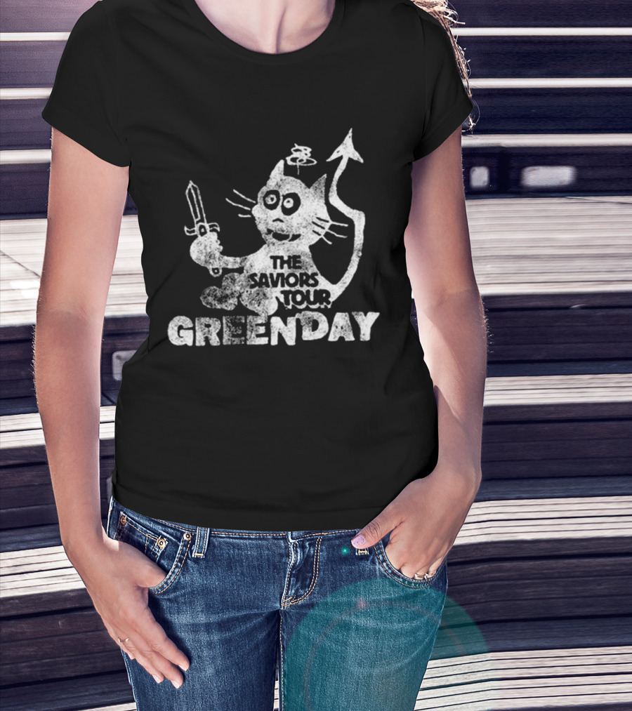 Green Day Cat And Sword T-Shirt