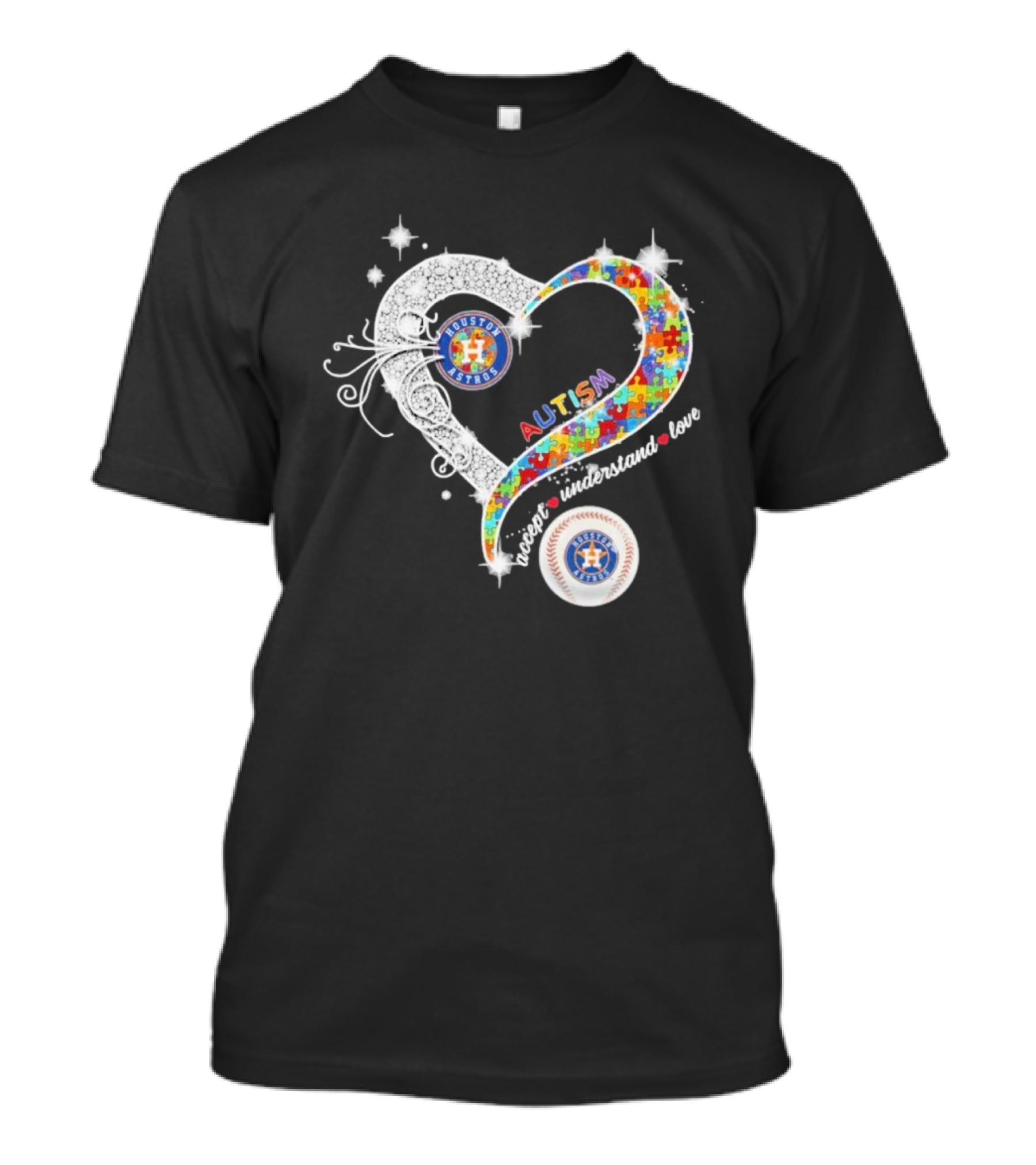 Houston Astros Autism Heart Accept Understand Love T-Shirt