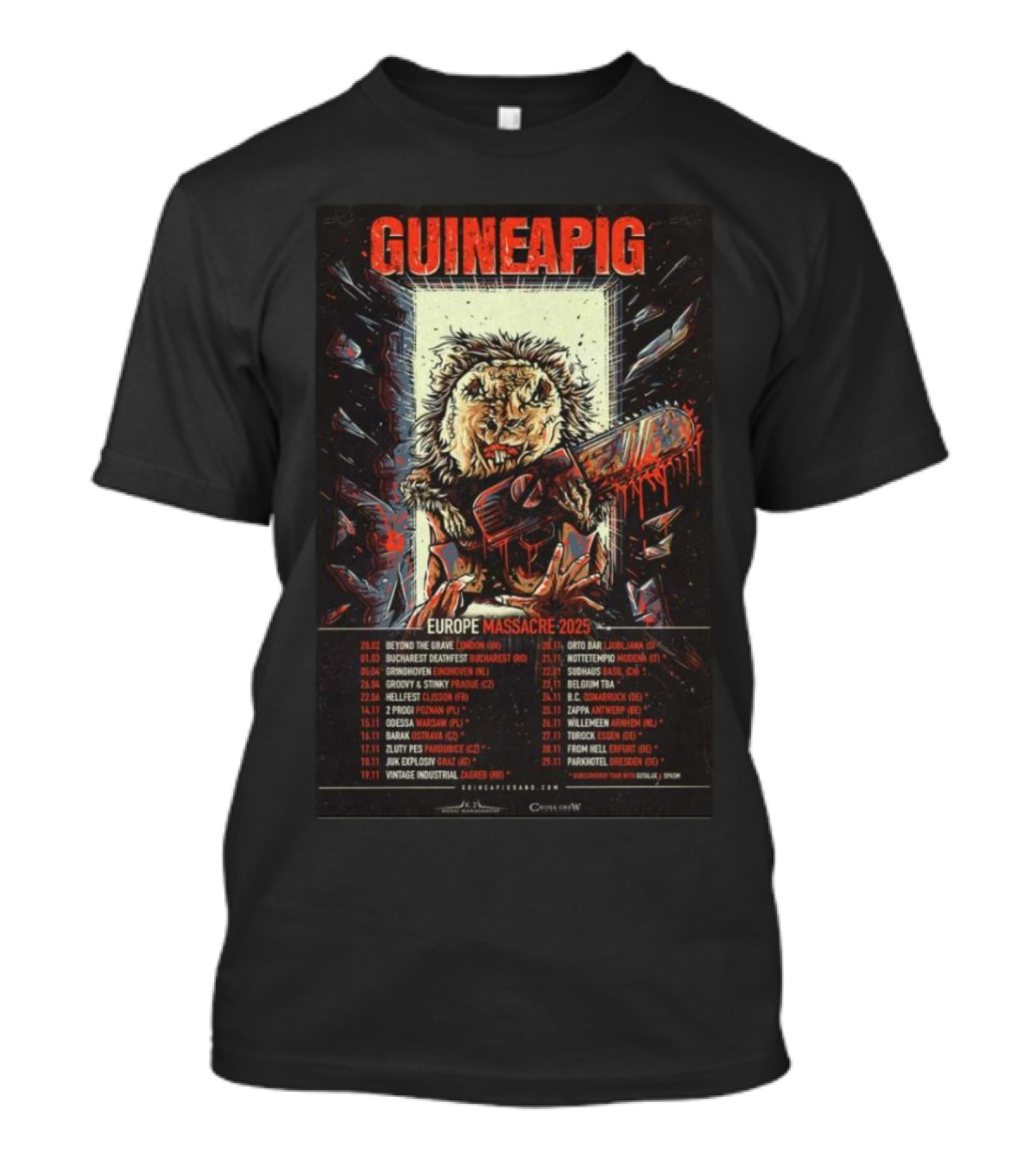 Guineapig Europe Massacre 2025 Tour T-Shirt