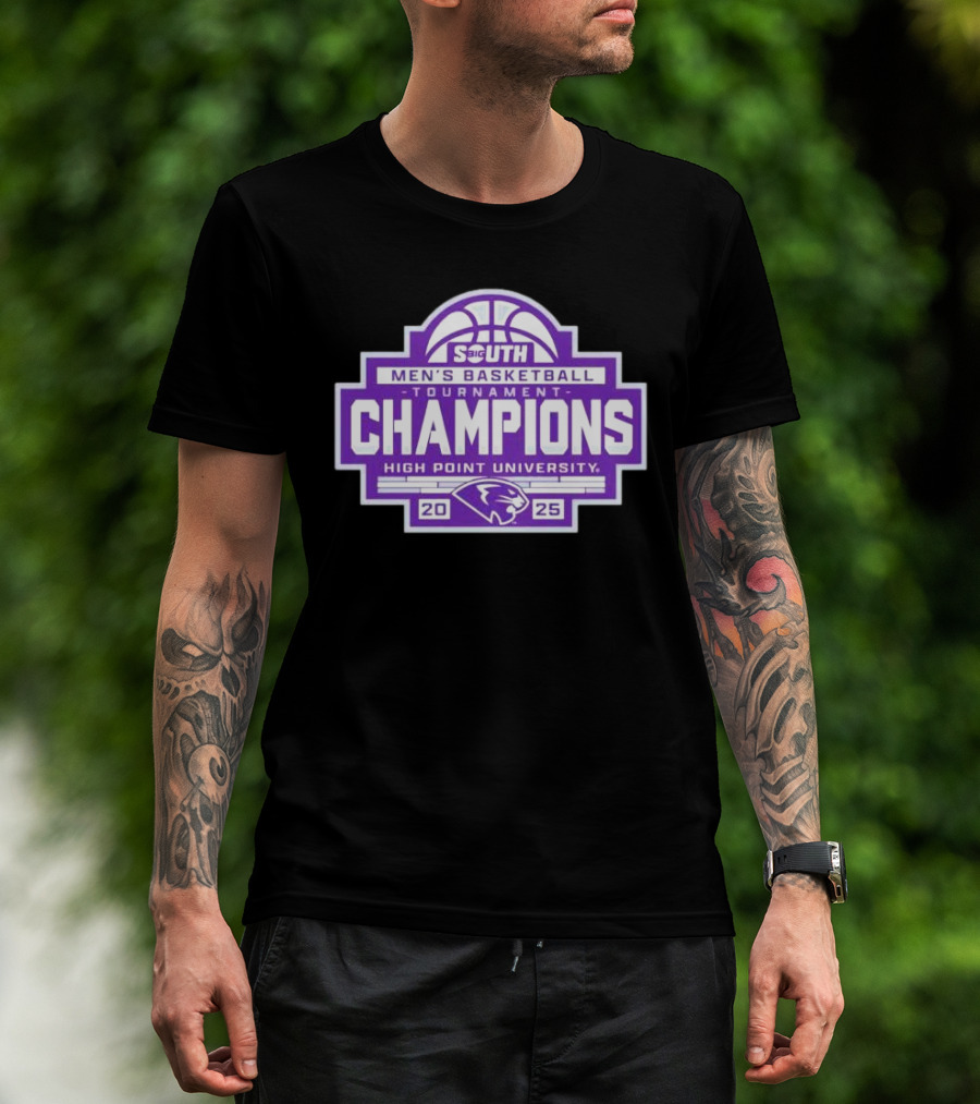 High Point Panthers 2025 Big South Men’s Basketball Conference Tournament Champions T-Shirt