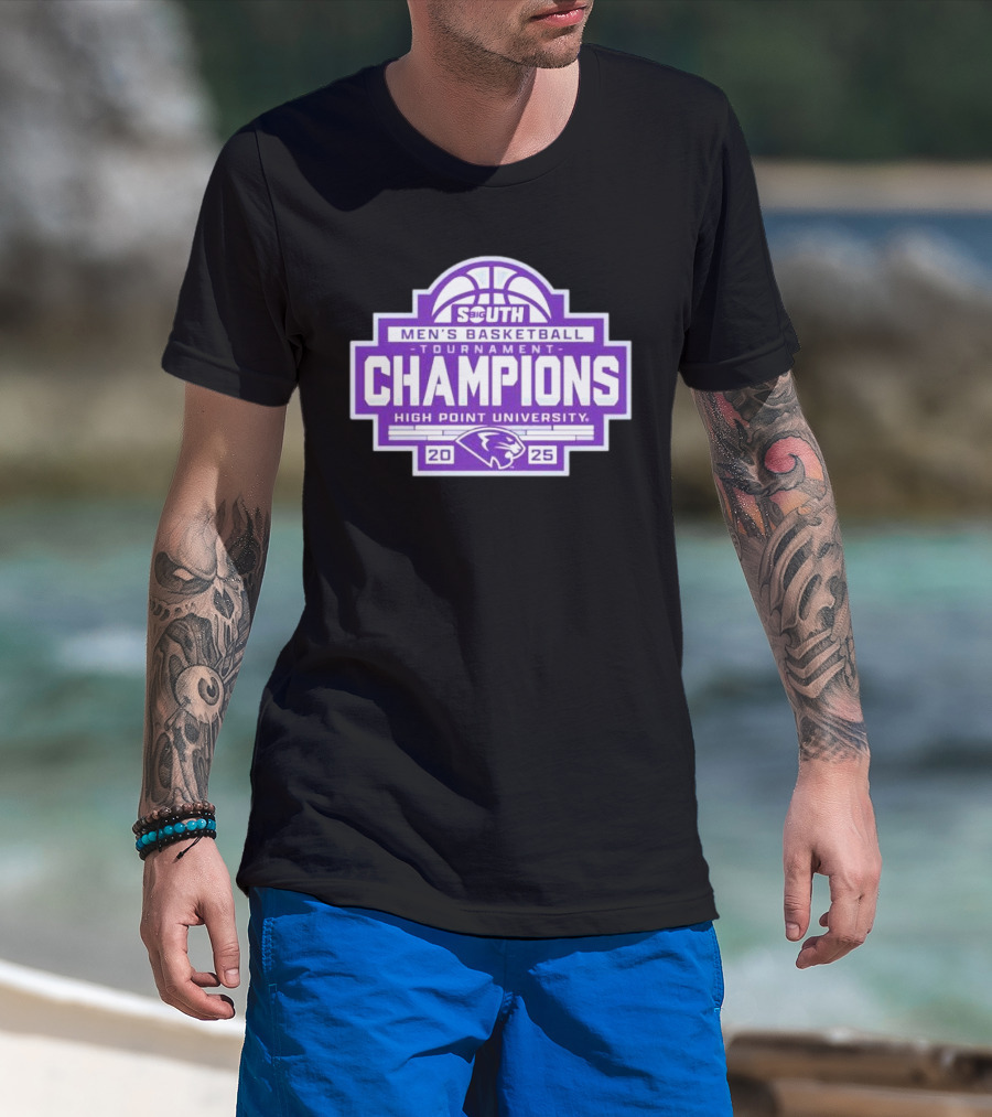 High Point Panthers 2025 Big South Men’s Basketball Conference Tournament Champions T-Shirt