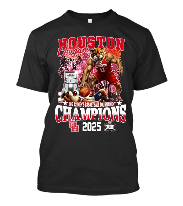 Houston Cougars Big 12 Men’s Basketball Tournament Champions 2025 Mascot T-Shirt