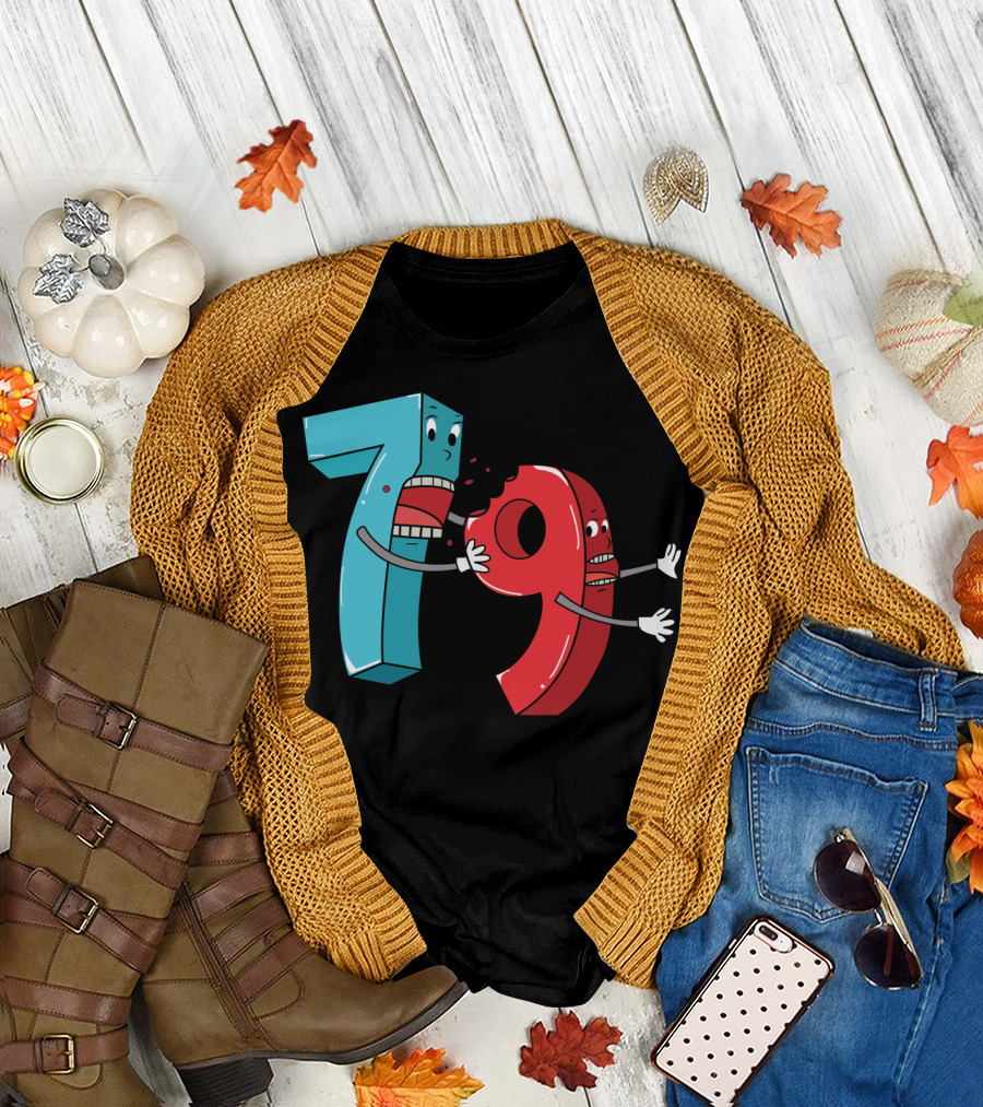 Number Battle: Seven Bites Nine Playful Math Lover T-Shirt