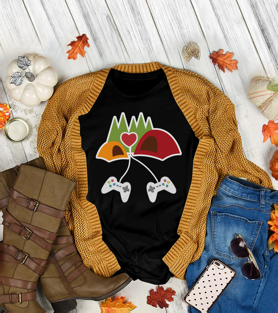 Camping with Game Controllers and Tents T-Shirt