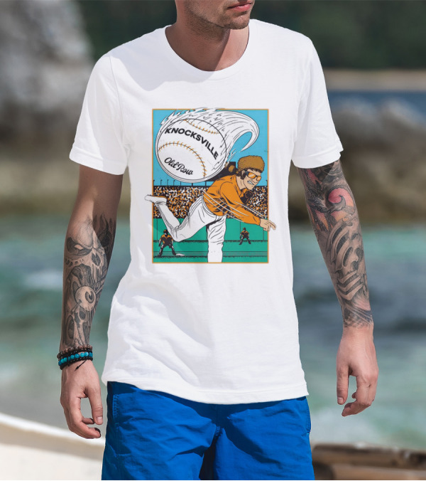 Knocksville Old Row Baseball Pitcher With Swirling Fastball And Spectator Crowd T-Shirt