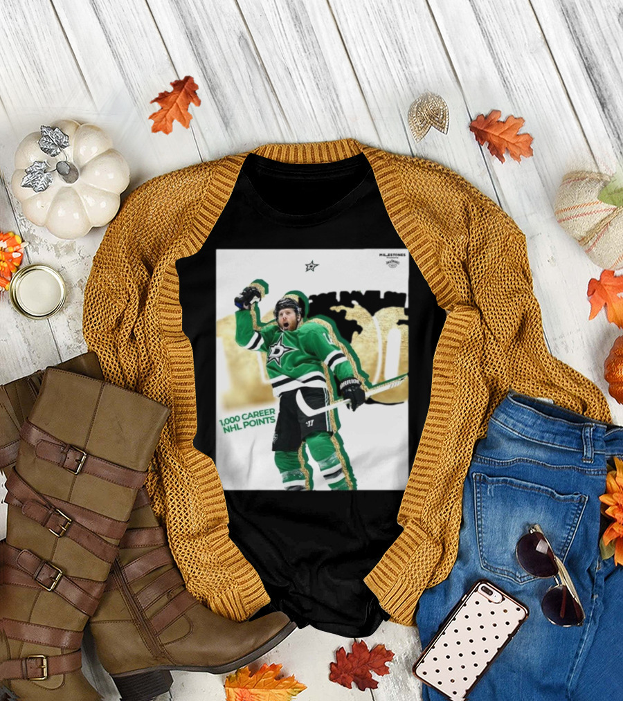 Milestones Joe Pavelski 1000 Career NHL Points Stars T-Shirt
