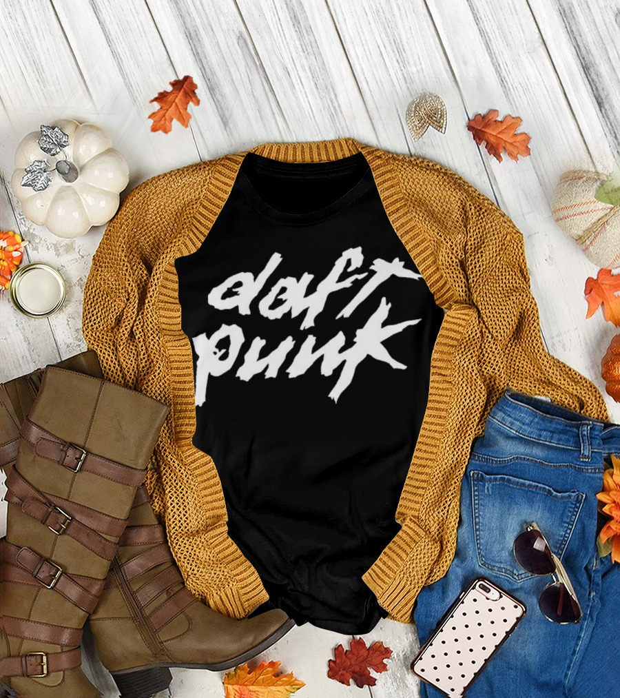 Daft Punk Text Logo White T-Shirt