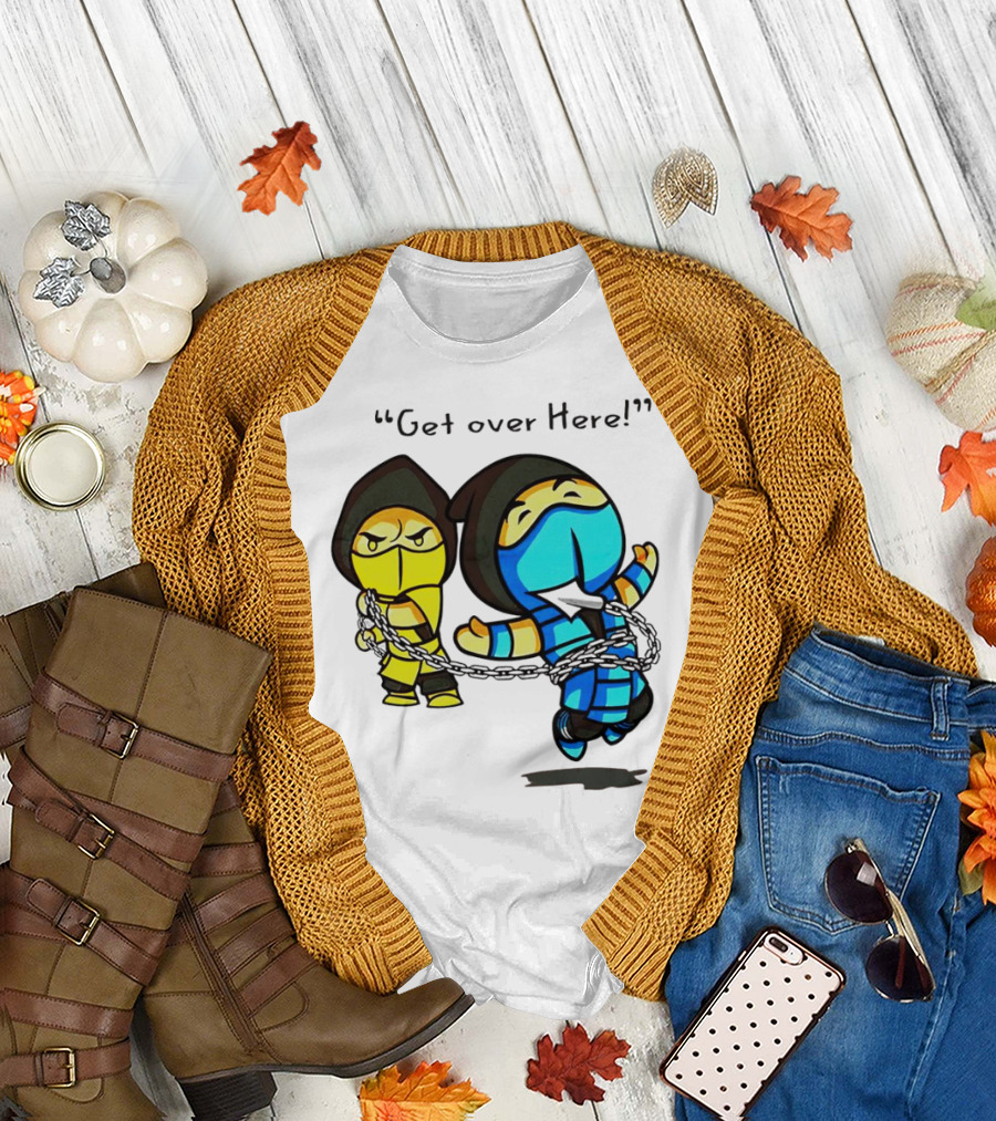 Mortal Kombat Get Over Here Scorpion and Sub-Zero Chibi Chain Combat T-Shirt