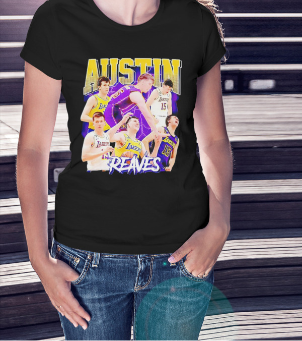 Austin Reaves Lakers Basketball Dynamic Action Collage T-Shirt