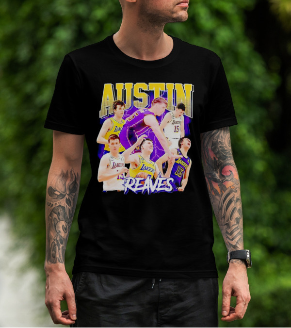 Austin Reaves Lakers Basketball Dynamic Action Collage T-Shirt