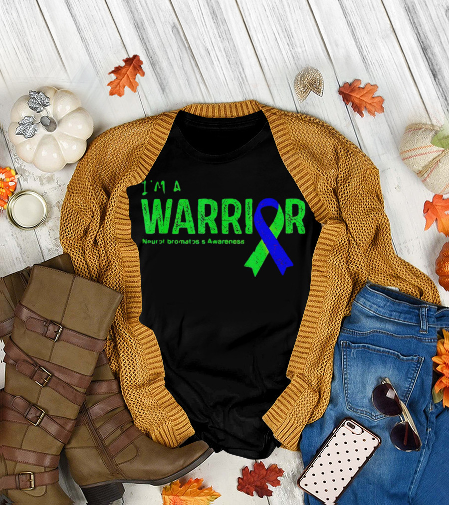 I’m a Warrior Neurofibromatosis Awareness Blue and Green T-Shirt