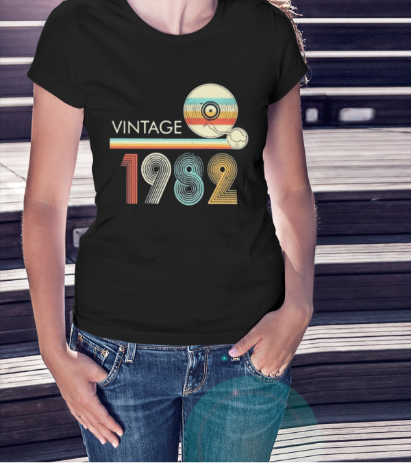 Vintage 1982 Vinyl Record T-Shirt