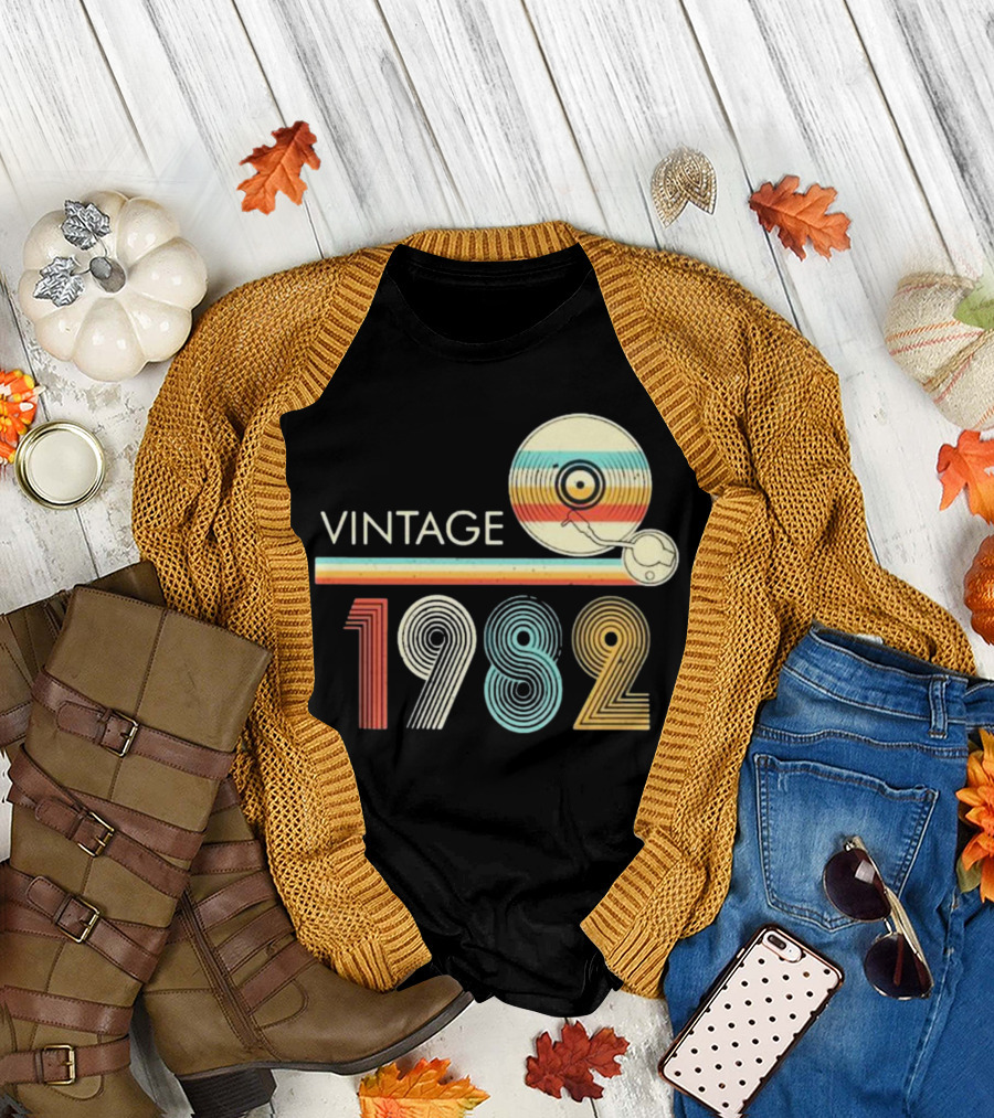 Vintage 1982 Vinyl Record T-Shirt