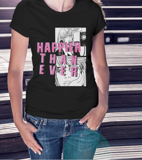 Happier Than Ever Didn't Change My Number Billie Eilish Comic T-Shirt