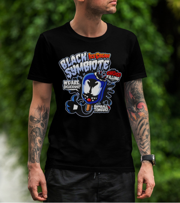 Black Symbiote Ice Cream Choco Filling Gumball Tongue We Are Delicious T-Shirt