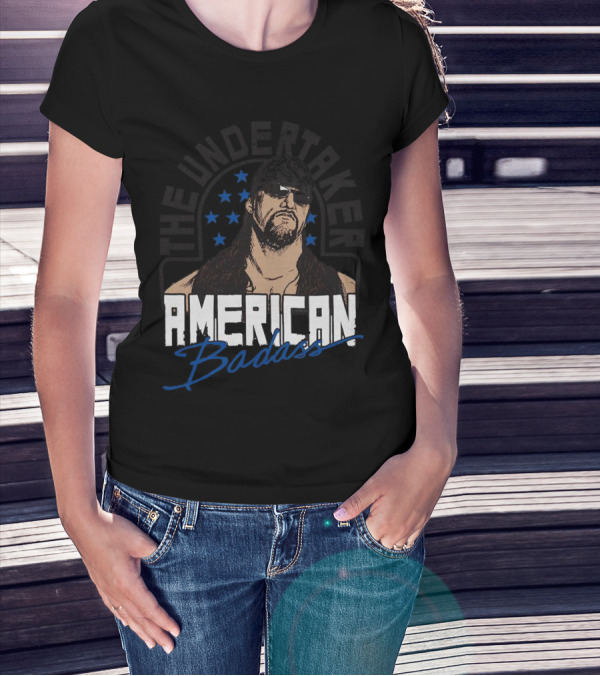 The Undertaker American Badass Stars Sunglasses Long Hair T-Shirt